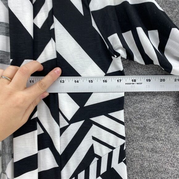 Pretty Woman Top Women S Small Black Geometric Open Front Long Sleeve Casual - Picture 5 of 7